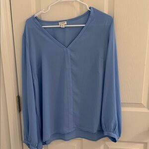 J. Crew Factory Blue V-Neck Blouse